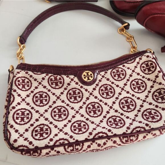 Tory Burch T Monogram Chenille Studio Shoulder Bag - Picture 2 of 11